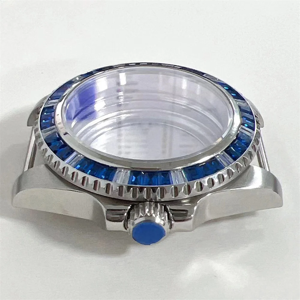 Großhandel 40mm Unidirektionales Uhrengehäuse für NH35 NH36 Uhrwerk Kristall-Lünette Transparente Rückabdeckung Saphirglas-Gehäuse – Detail 5