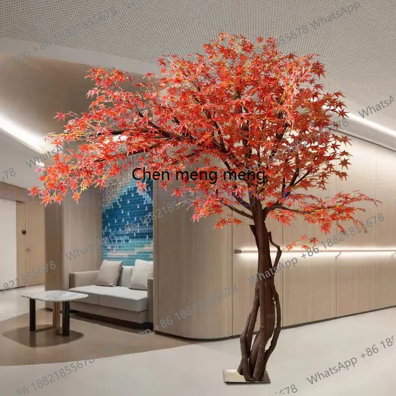 Simulated red maple sycamore fake ginkgo tree large plant indoor hotel props bonsai decoration
