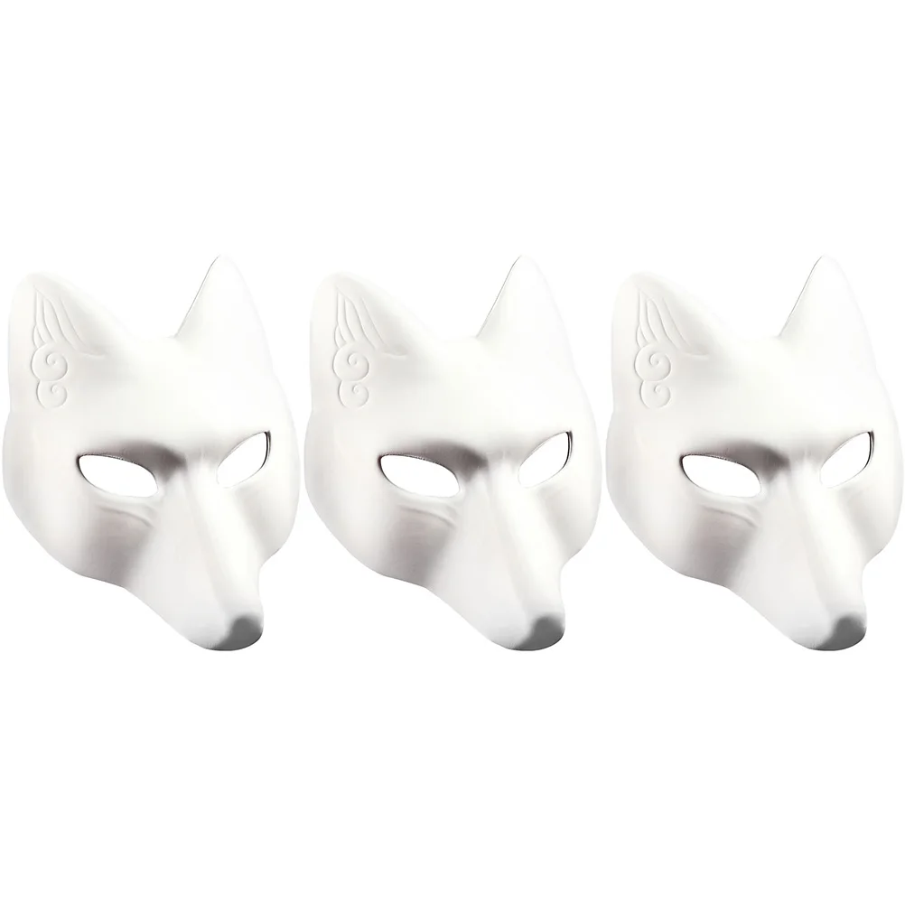 

3pcs Diy Fox Blank Unpainted Masks For Party Wedding Halloween Cosplay Mask Supplies Hand Painted Craft Masquerade Accessories