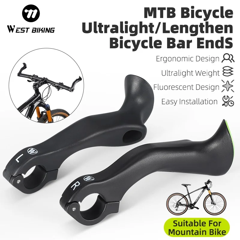WEST BIKING - Extremos de Manillar Ergonómicos para Bicicleta de Montaña, Barra Interior de 22.2mm, Nylon Reflectante, Accesorios para Bicicleta