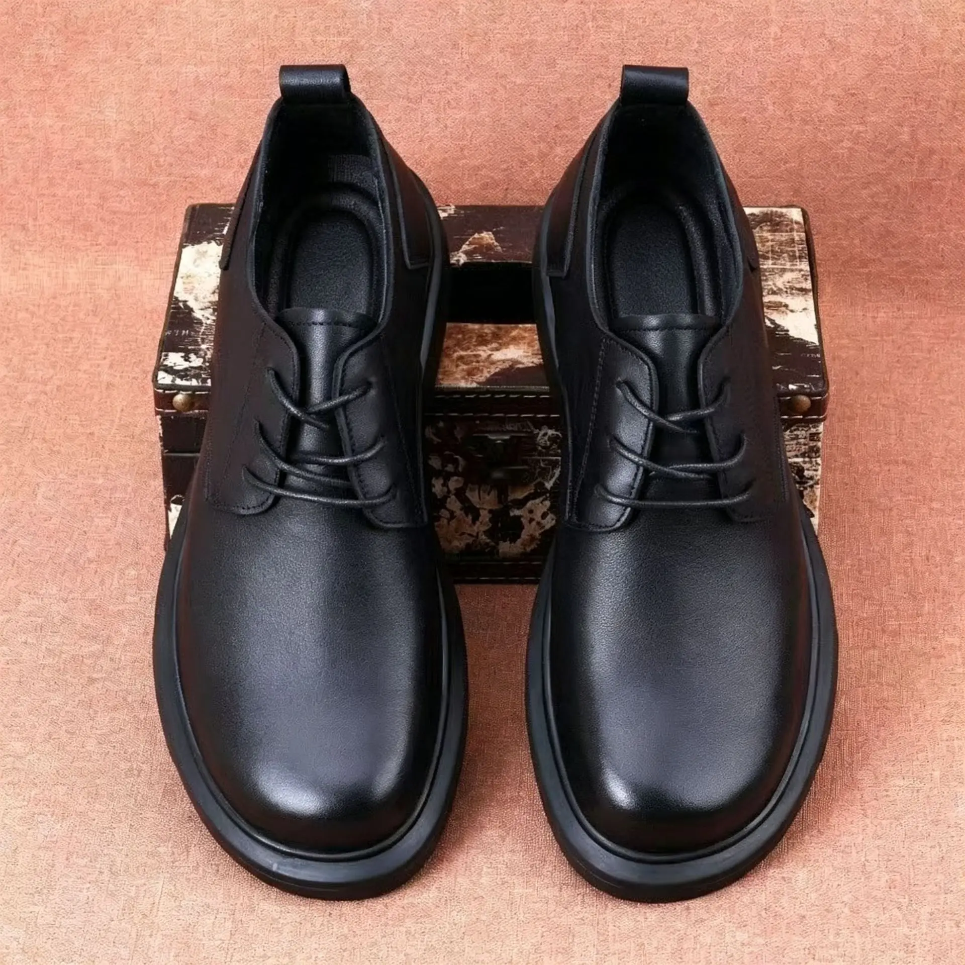 Herren Business Casual Atmungsaktive Schuhe Frühling 2026 Neuer Stil Freizeit-Lederschuhe mit Erhöhter Innensohle im Britischen Stil – Detail 5