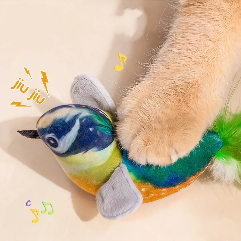 لعبة دعابة القط التفاعلية الطيور المقلدة مع نعناع البري الصار هريرة معلقة لعبة باب الريش للقطط #5