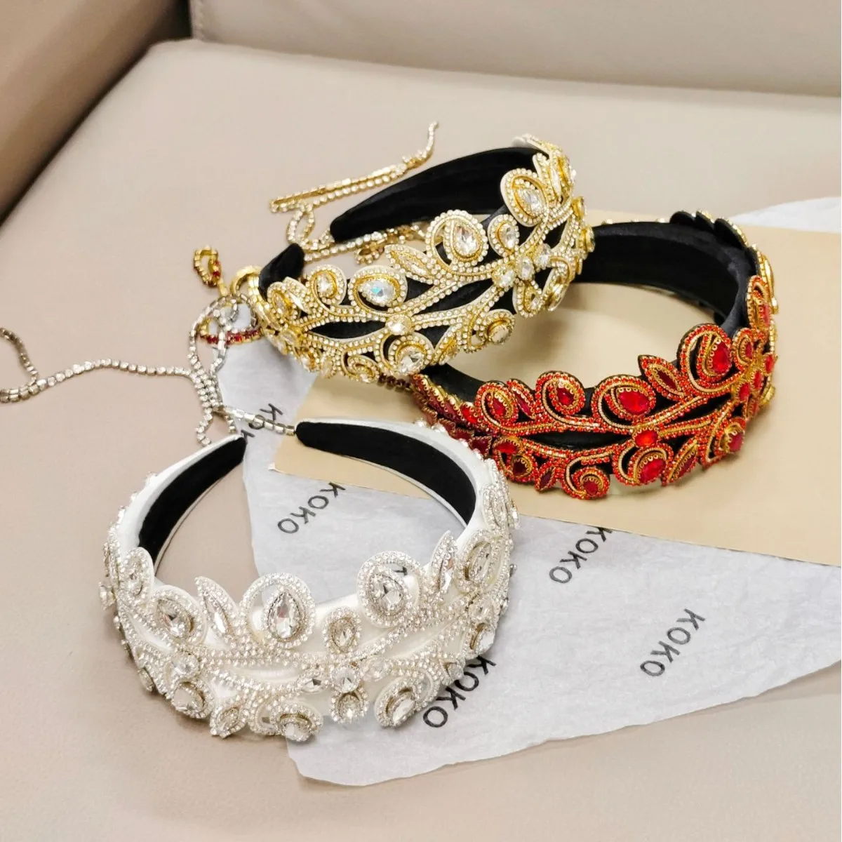 

European and American Fashion Retro High-End Full Diamond Luxury Tassel Headband Party Hair Accessory