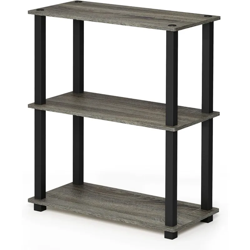 

Turn-S-Tube 3-Tier Compact Multipurpose Shelf Display Rack with Square Tube, French Oak Grey/Black