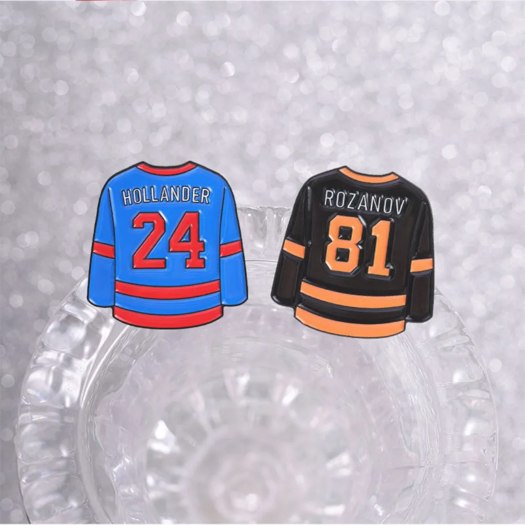 Blue 24 Jersey Enamel Pin Striped Sports Uniform Brooch Metal Badge For Denim Jackets Team Fan Sporty Accessory Ice Hockey Gift