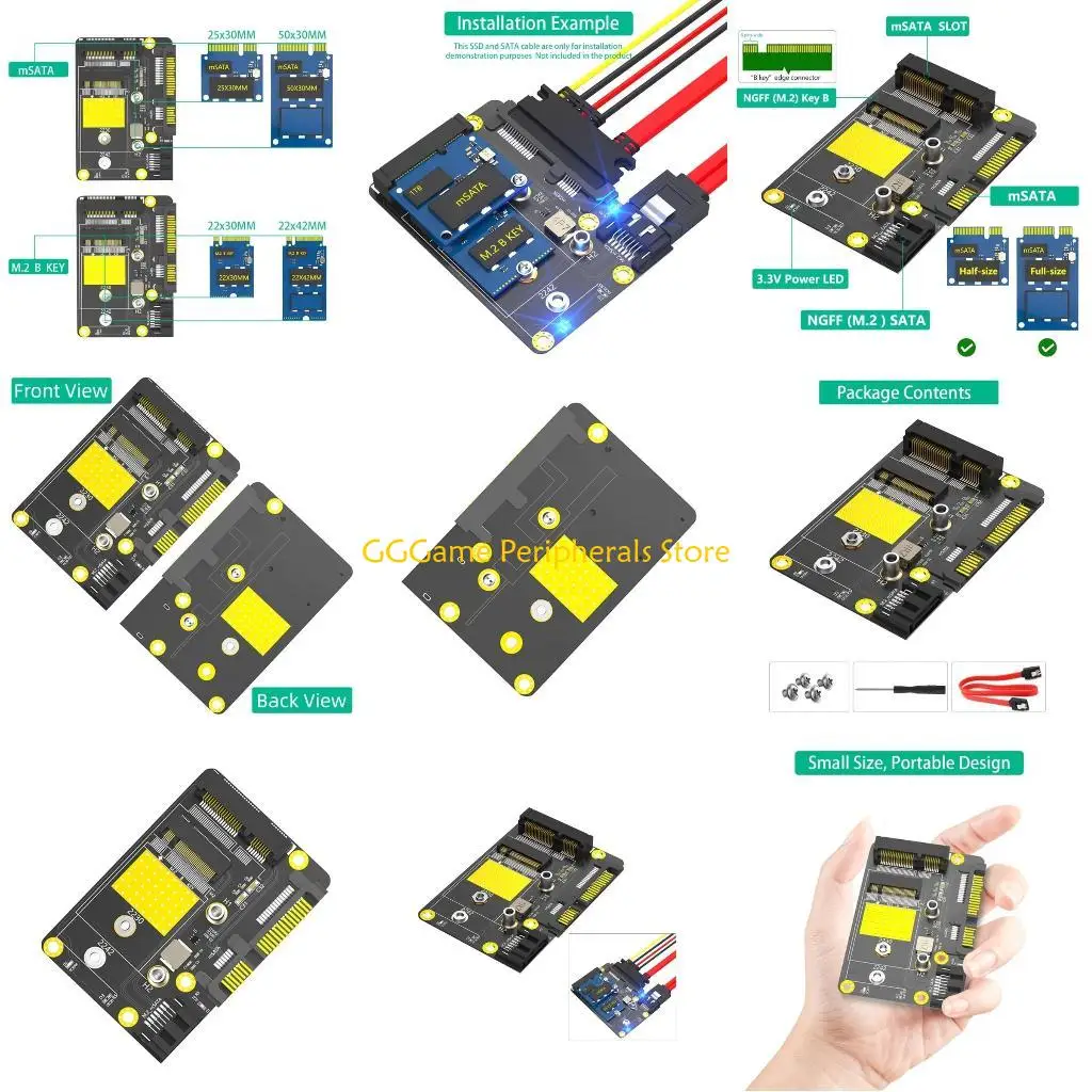 

U55B 2 in 1 M.2 NGFF B-Key & mSATA SSD to Sata3.0 Adapters Converters (Msata/M.2(NGFF) SSD to SATA3)