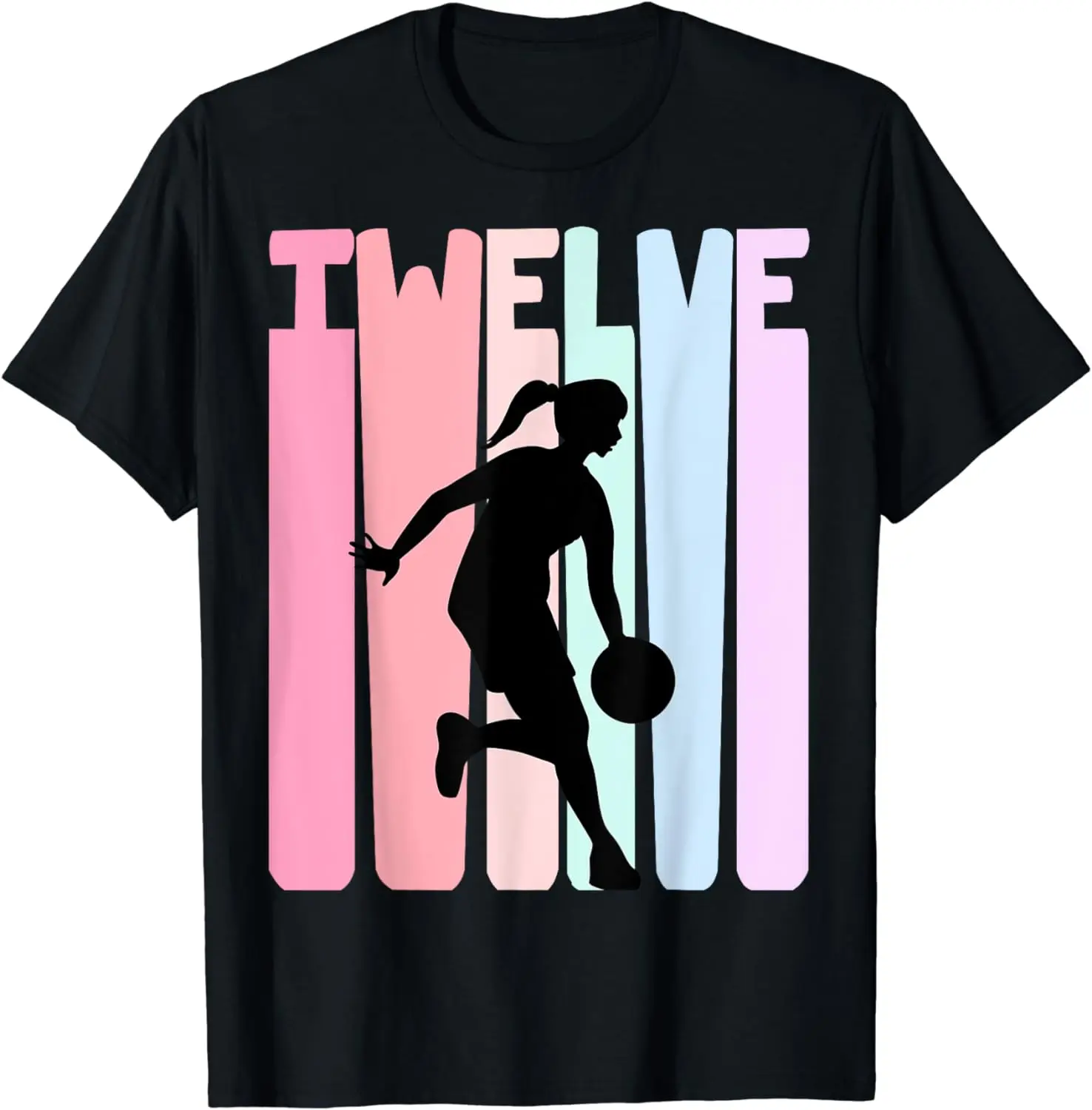 Funny Birthday Gift 12th Birthday Retro Basketball Player 12 Years Old Girls T-Shirt Unisex Style Shirts for Women Men Clothing