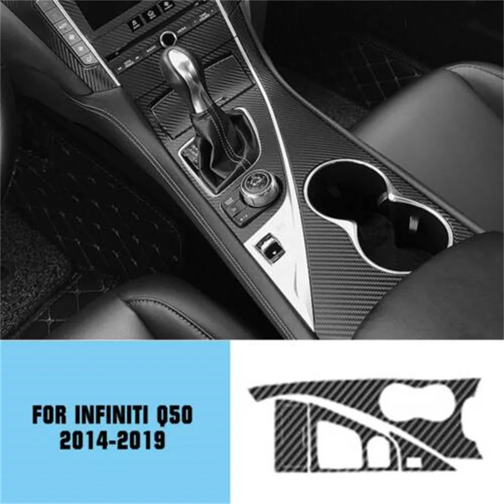 

18pcs/kit Car Interior Stickers Black Carbon Fiber Car Decorative For Infiniti Q50 2014-2019 Replacement Useful