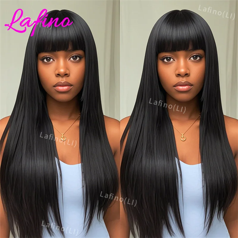 

Парик из натуральных волос с плотностью 250%, 3x1 HD-кружево, без клея, с челкой, прямой парик из натуральных волос с челкой для чернокожих женщин, готовый к носке.