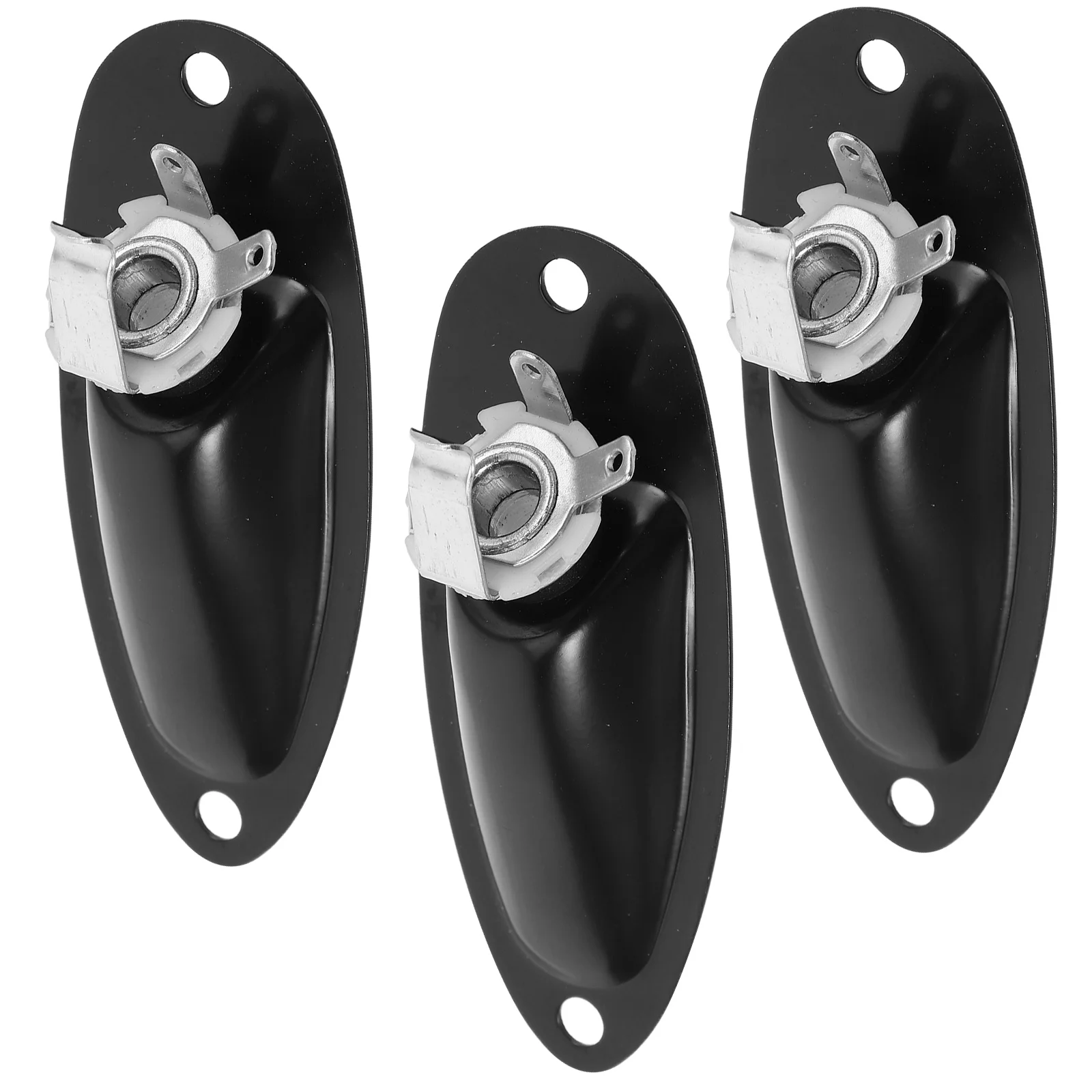

3 Pcs Electric Guitar Socket Cordless Plug End Pin Jack Boat Plate Barrel Black