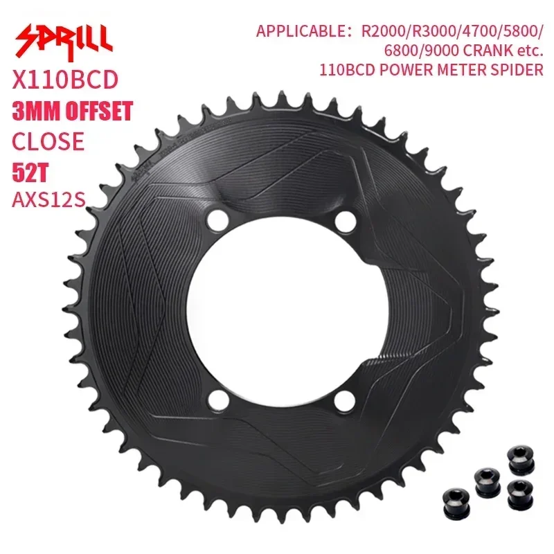 SPRILL AXS X110BCD 3mm (4-bolt AERO) Round Narrow Wide Chainring