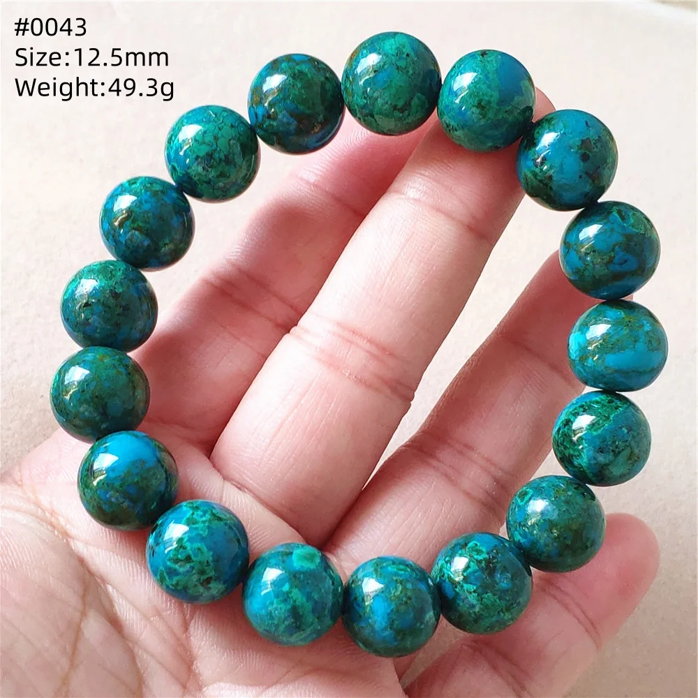 

Natural Blue Green Malachite Azurite Round Beads Bracelet Jewelry Woman Men Genuine Azurite Bracelet AAAAAA