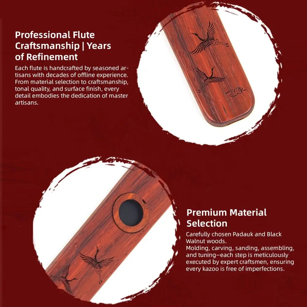 

Creative Wooden Kazoo Professional Easy To Learn Wind Instrument Lightweight Smooth Accompaniment Kazoo Beginners