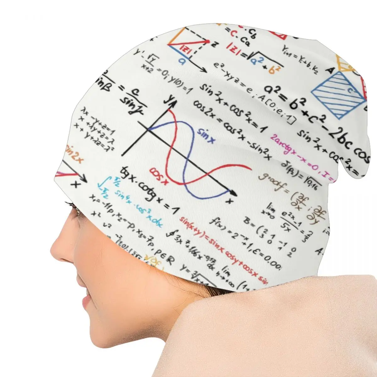 Custom Mathematics Formulas Math Numbers Skullies Beanies Caps Winter Warm Knitted Hat Adult Geek Science Puzzle Bonnet Hats