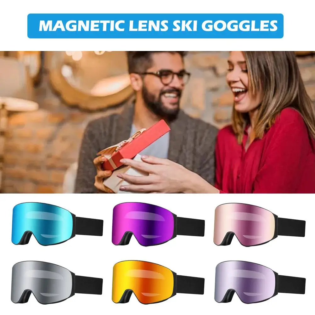 

Magnetic Professional Ski Goggles Uv400 Anti-fog Ski Glasses For Men Women Quick-change Lens Snowboard Goggles P3f6