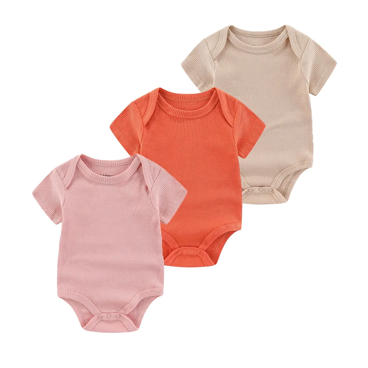 3 Pcs/Lot Solid Color Baby Unisex Bodysuits 100%Cotton Soft Newborn Boy Girl Onesies Short Sleeves Infant Outfits