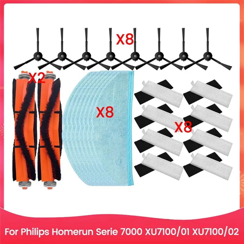 A74X-For Homerun Serie 7000 XU7100/01 XU7100/02 Accessories Kit Brush Mop Cloth Hepa Filter Household Cleaning Accessori