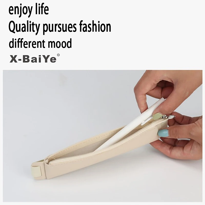 1pc Pu Leather Elastic Buckle Pencil Case Notebook Pen Bag Touch Screen Pen Cover