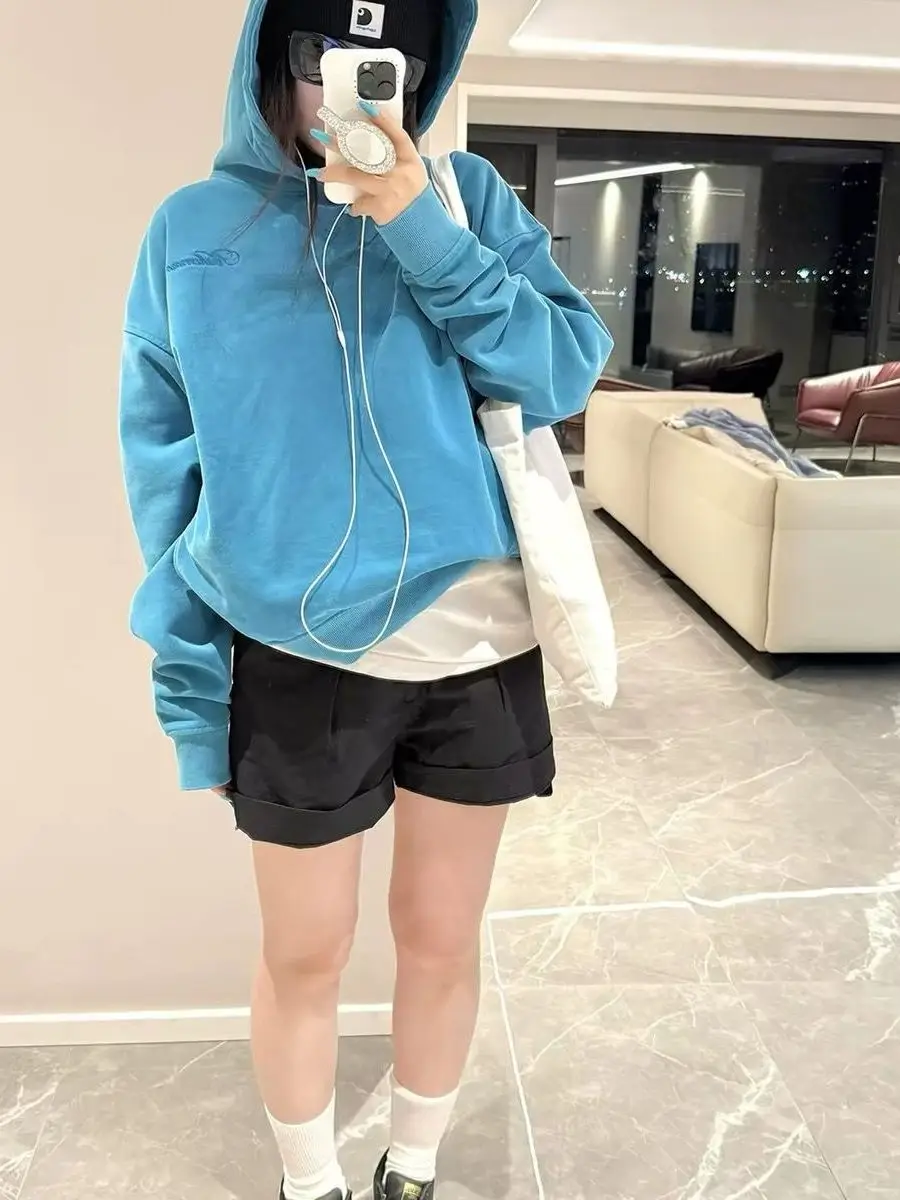 Retro American Letter Embroidery Hoodie Women's Loose Lazy College Style Spring Autumn New Model Comfortable All-Match Top