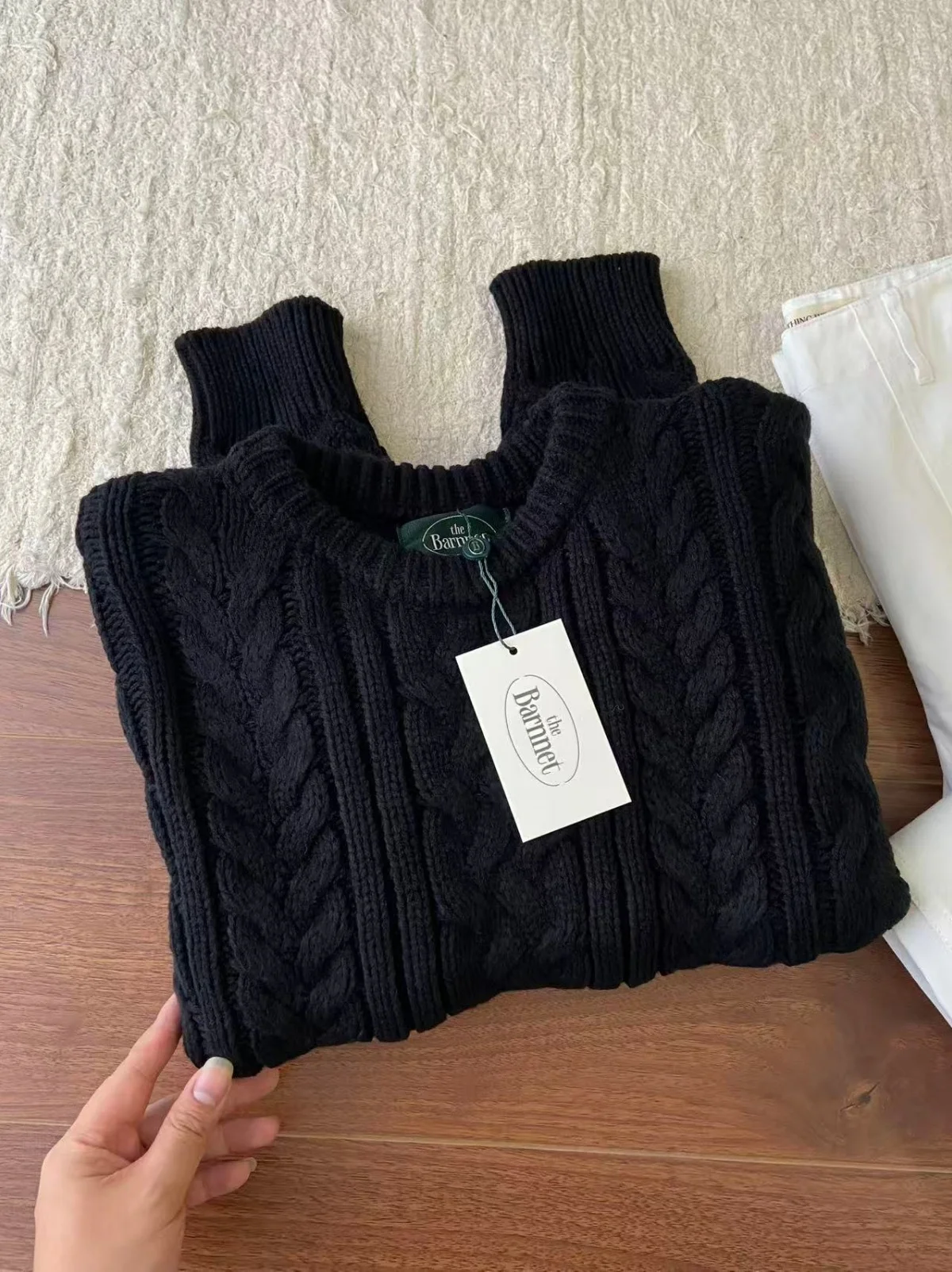 

Простой винтажный вязаный свитер Bla Twist, 50% шерсть Thebar * сетка, удобный теплый осенне-зимний женский модный повседневный трикотаж