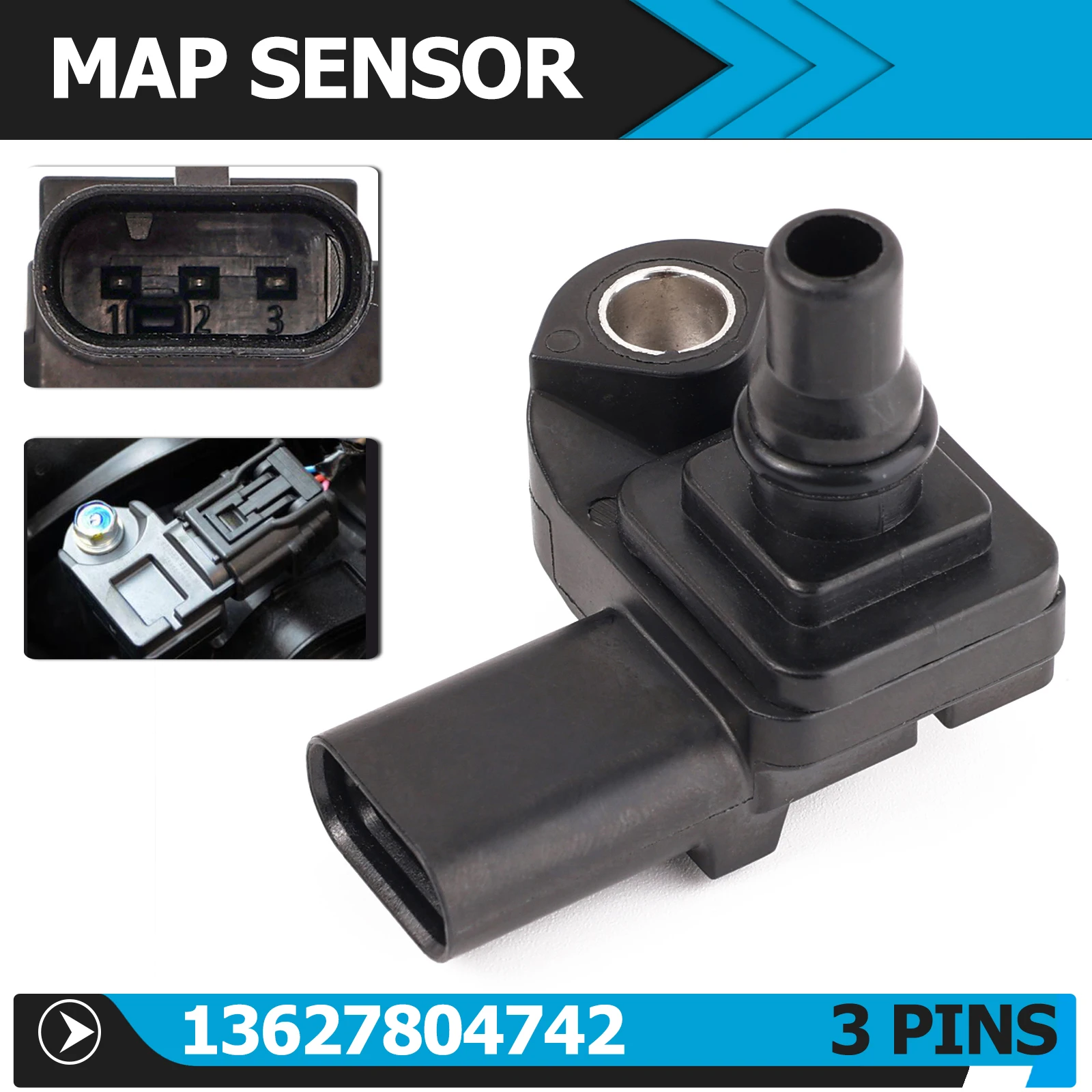 Turbo Boost Pressure Engines MAP Manifold Sensor For BMW  Diesel Engines B37 B47 N47 N57 Petrol Engines B46 B48 B58 13628570118