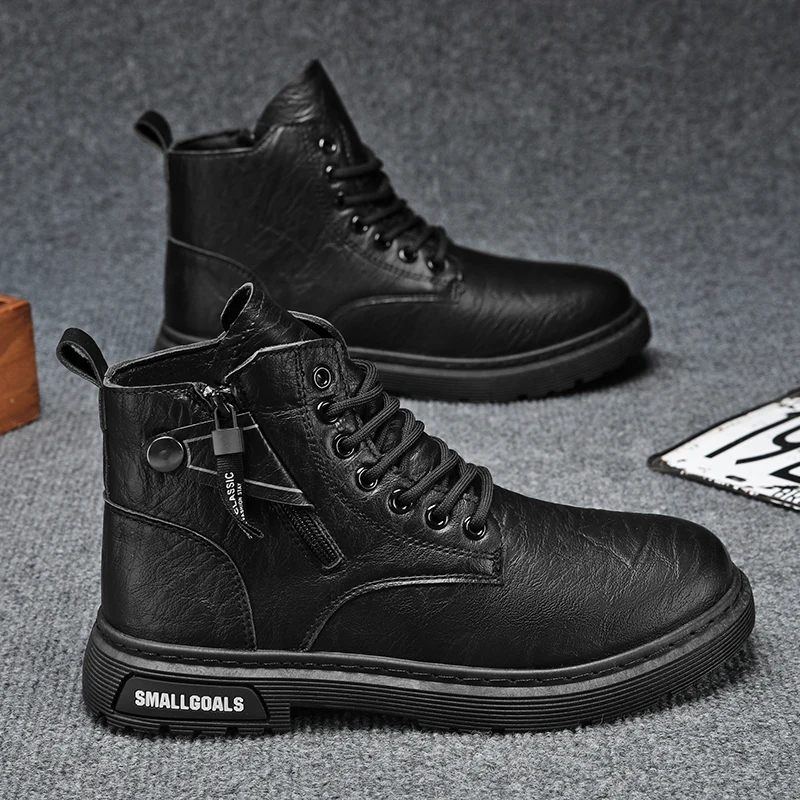 Men's casual boots four season high-top breathable light soft-sole anti-slip fashion comfort outdoor Joker walking tooling boots