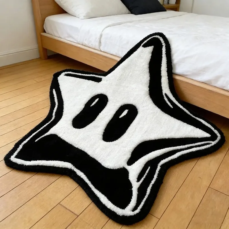 VIKAMA Cool Star Cartoon Game Style Soft Carpet Bedroom Bedhead Alien Plush Mat Dormitory Living Room Home Decoration