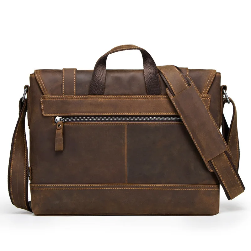 2025 Crazy Horse Messenger Men Shoulder Laptop Bag Luxury Brand Briefcase Large Capacity Men's Crossbody Bag Leather Man Bags