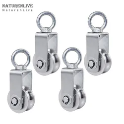 Pulley stainless steel duplex bearing super quiet detachable 360 degree rotary pulley system gym load 500kg