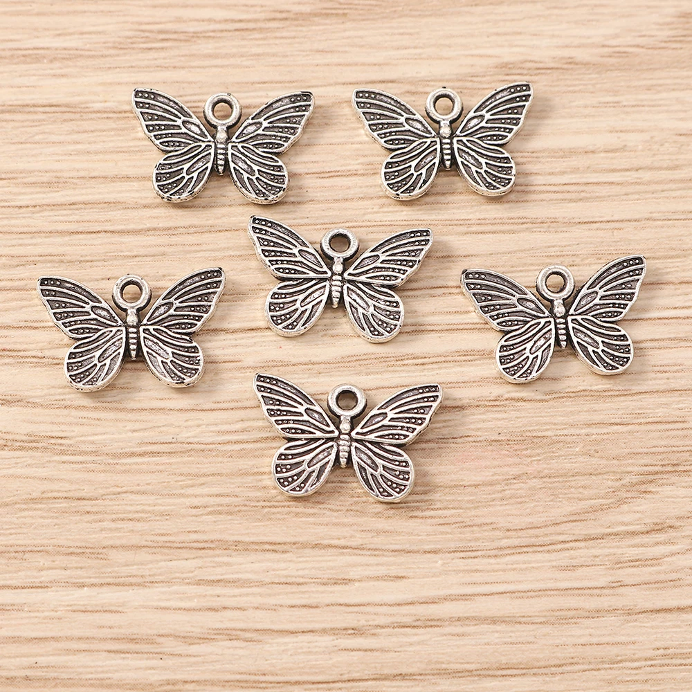 Tusember 30 Stück 10*16mm Charms aus Metalllegierung, Schmetterlingsanhänger für DIY, antiksilberfarben, für Ohrringe, Halsketten, Schmuckherstellung, Bastelzubehör. – Detail 4