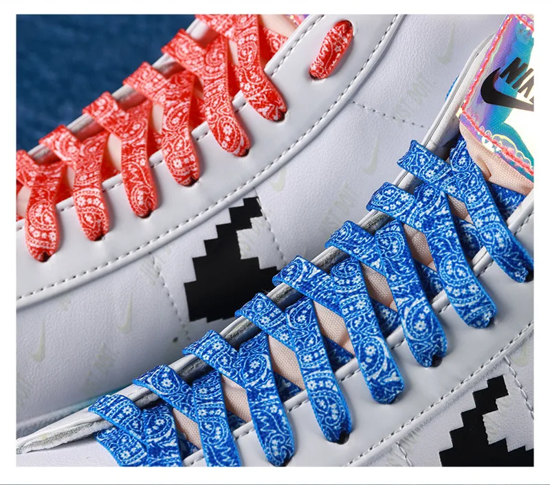 1 Paar farbige Schuhbänder mit Cashewblumenmuster, flache Schuhbänder für Sneaker, kreative, farbenfrohe Schuhbänder mit Farbverlauf, für Damen und Herren. – Detail 11