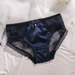 Women Sexy Lace Satin Luxury Transparent Underwear Elasticity Breathable Seamless Cute Lovely Sweety Princess Panties Breifs