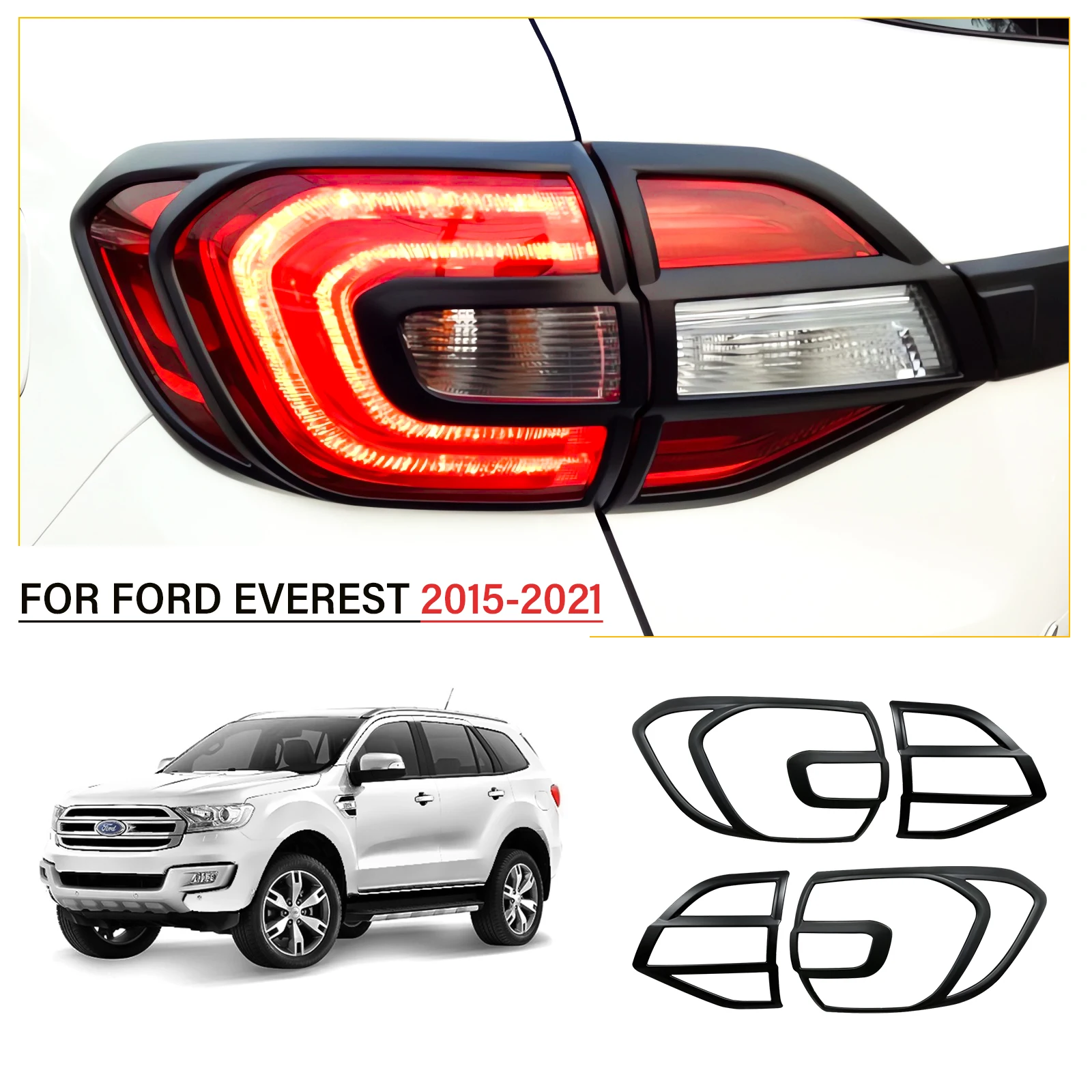 

Матовая черная накладка на задний фонарь для Ford Everest 2015-2022, титановый трендовый спортивный задний фонарь из АБС-пластика, декоративные автомобильные аксессуары
