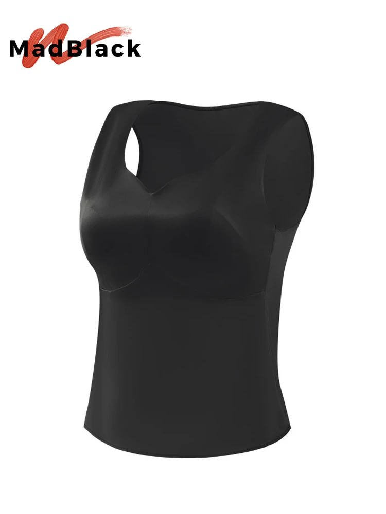 MadBlack-19MM 92%Silk 8%Spandex Elegant Vest, With Padded Cups, Women Versatile Thin Outerwear Tank Top, 2026 Summer T66979CC