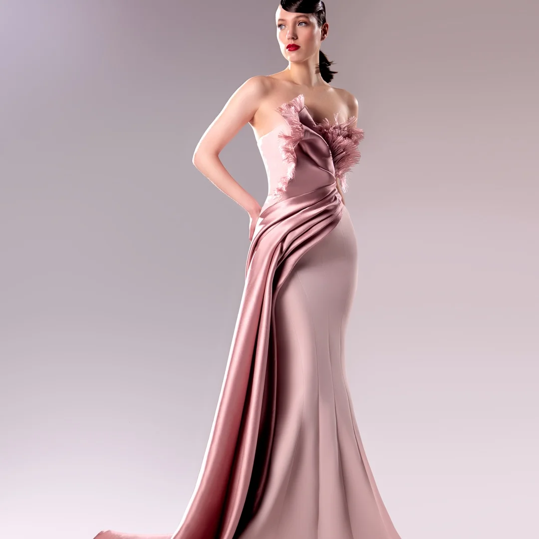 تخصيص حساسة جيرسي حورية البحر Ruched فساتين السهرة صدفي أكمام سستة الظهر لوحة قطار مناسبة خاصة #3