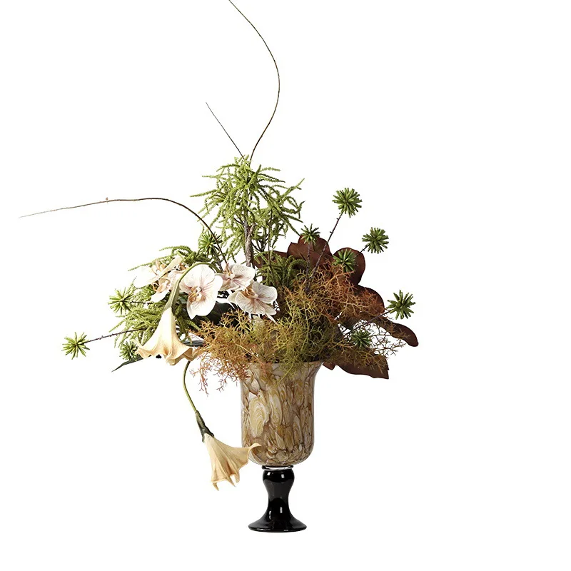 

DSA light luxury art glass vase flower arrangement sales office hotel entrance living room dining table flower ornament