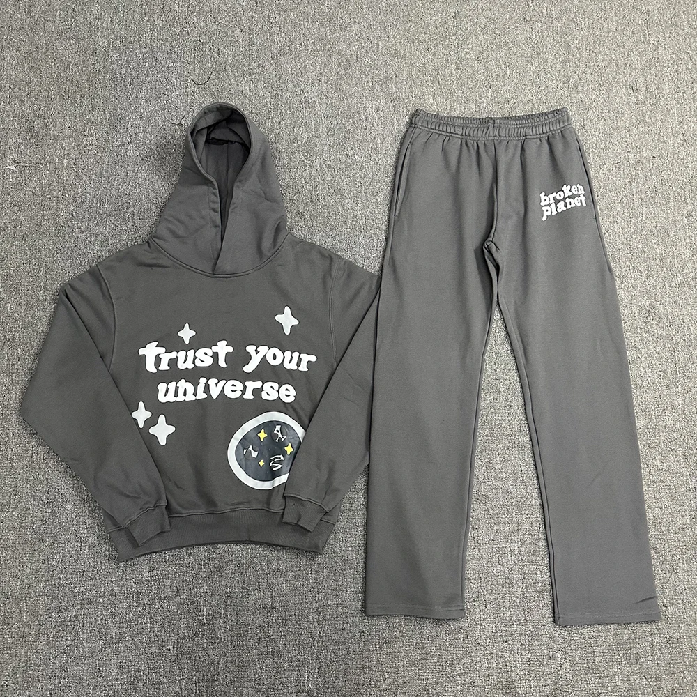 

Trust Your Universe Broken Planet Sweatpants Suit Sets Unisex Streetwear Embroidery Baggy Y2K Casual Ropa Hombre Tracksuits