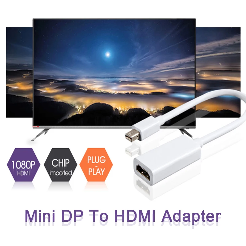 

Mini Displayport to HDMI Adapter Converter 1080P DP Male to HDMI Female for Laptop Projector Mackbook HDTV