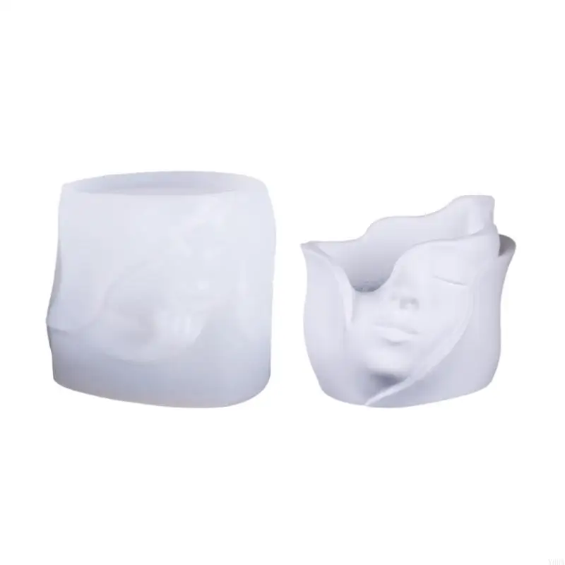 

Y88A Resin Vase Mold Flower Vase Molds Silicone Flowerpot Mold Human Face Ornament Molds for Hand-Making Flowerpot