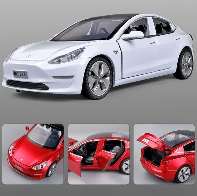 1:32 Tesla Model 3 Alloy Car Model Diecasts & Toy Vehicles Sound Pull Back Car For Children Gifts Boy Toy Free Shipping