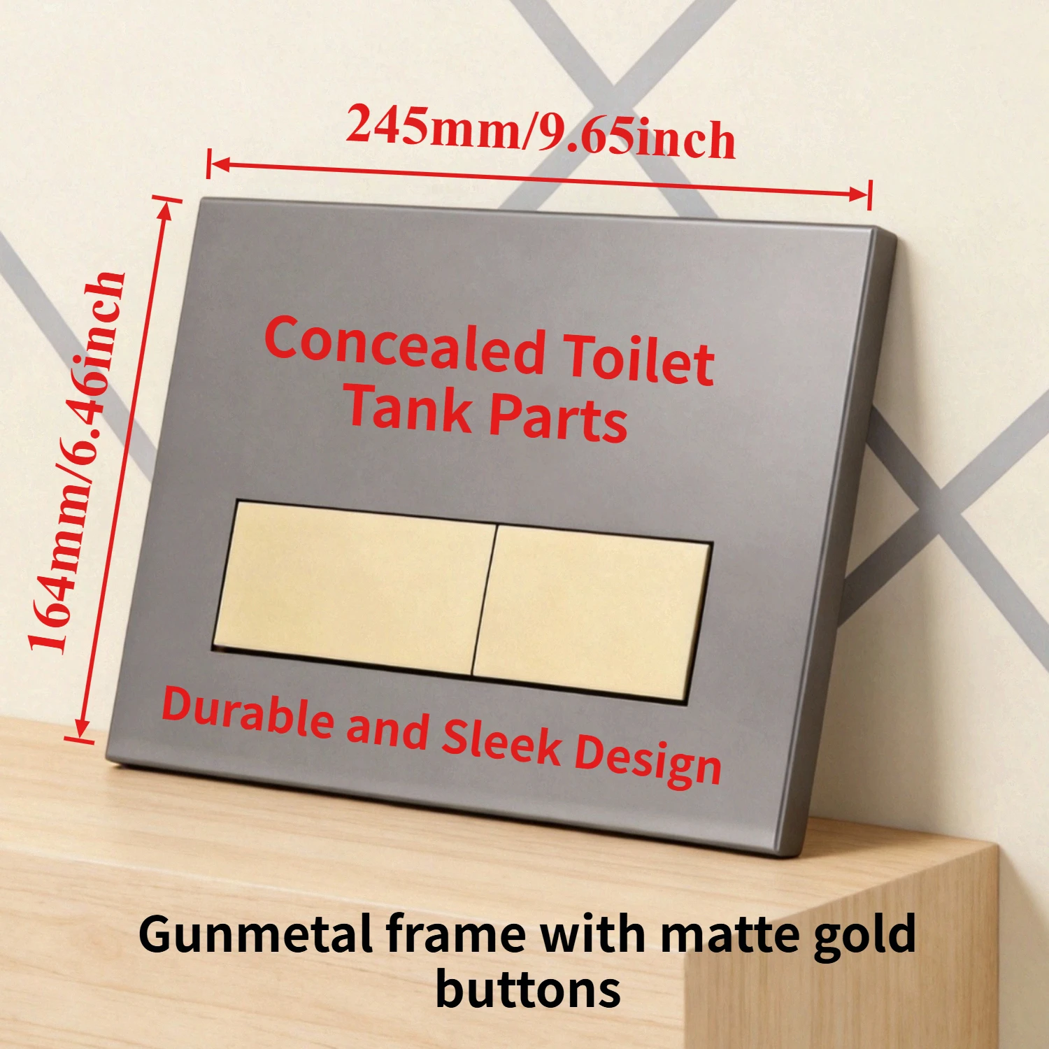 

Панель для скрытого унитазного бачка с кнопкой двойного смыва, совместимая с Geberit Sigma 01, 20, 30, UP320 и UP300, цвет оружейной стали.
