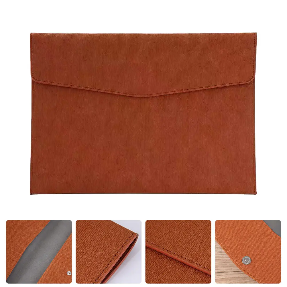 

A4 PU Document Briefcase Stylish Lightweight Thin Business File Bag for Office Travel College Men Gift Elegant File