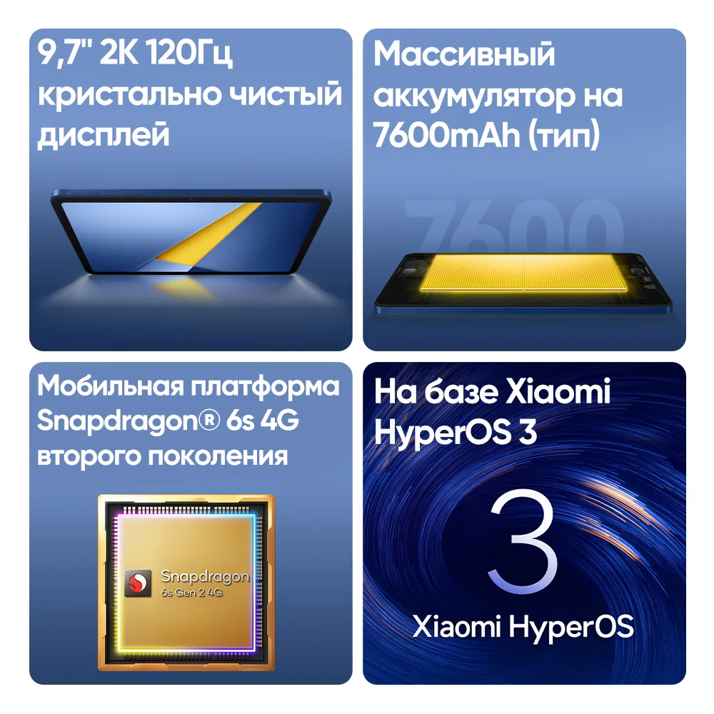 POCO Pad C1 Global Version Tablet Snapdragon 6s 4G Gen 2 9.7" 2K 120Hz Display 7600mAh Battery 18W Fast Charging Wi-Fi