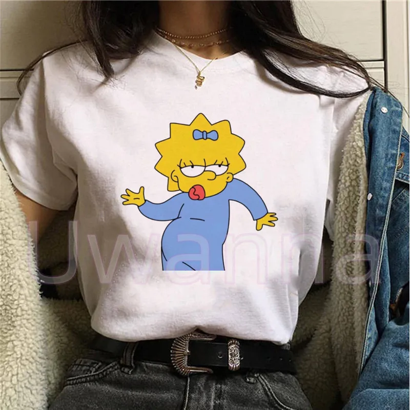 Funny Simpson Shirt for Women Printed Cute Cartoon Tees Aesthetics T Shirt Female Tops Kawaii Clothing Streetwear T-Shirt