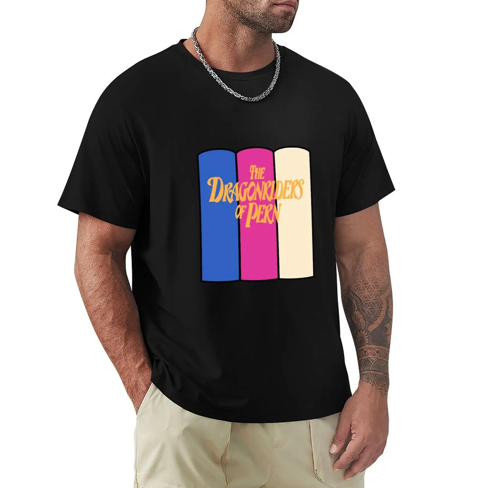 Dragonriders of Pern Bookstack T-Shirt t shirt man cotton T-Shirt
