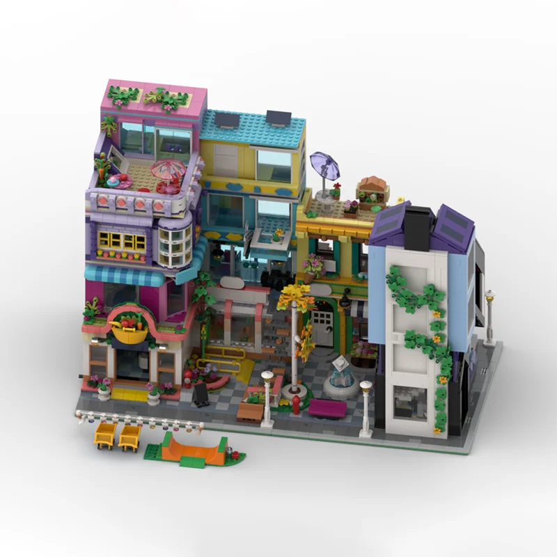 2544 ピース クリエイティブ ストリート モジュラー セット: コーヒー ショップ、ヘアサロン、スーパーマーケット、デュプレックス アパート、あなたの理想的な都市ストリートを構築