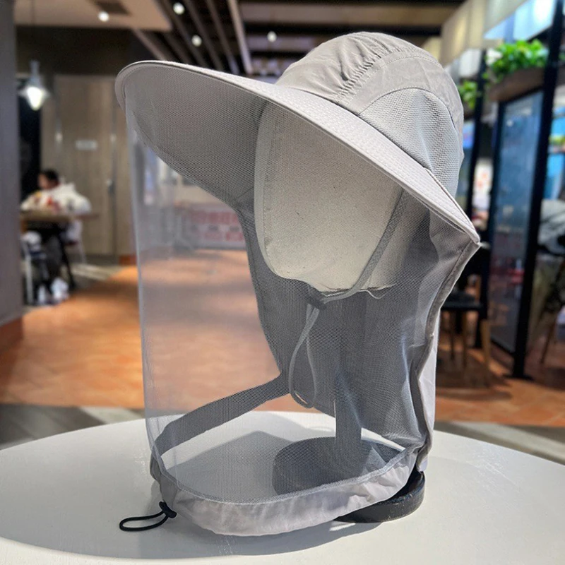 في الهواء الطلق قبعة الصيد مكافحة البعوض الحشرات قبعة قبعة الصيد علة شبكة رئيس صافي الوجه حامي التخييم القبعات قبعة الصيد #5