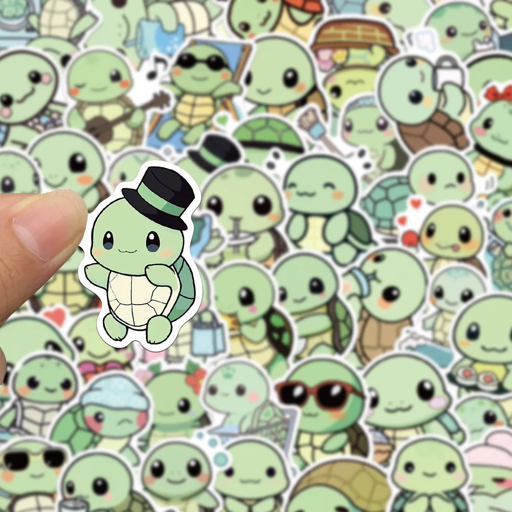 

10/50PCS Cartoon Aesthetic Green Cute Turtle Graffiti Sticker For Phone Bottle Scrapbook Travel Bag DIY Aesthetic