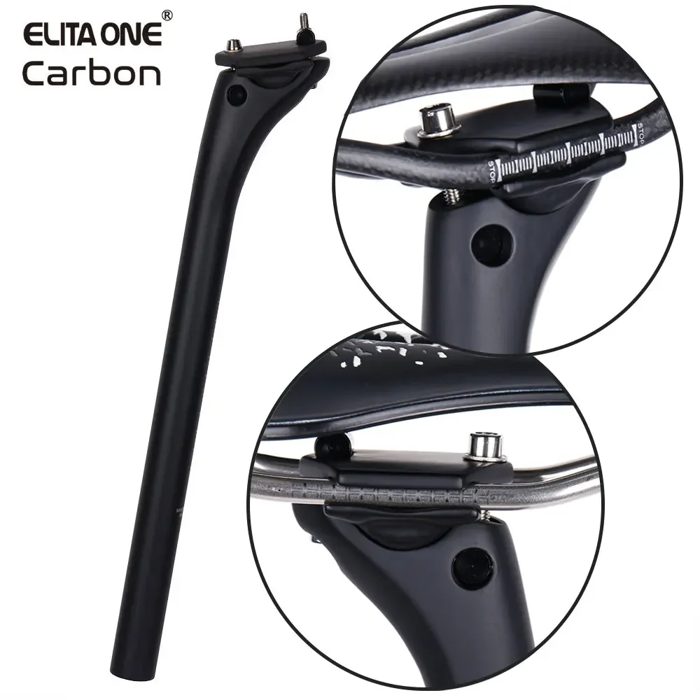 ELITAONE MTB คาร์บอนที่นั่งโพสต์ 31.6/30.9/27.2/ Offset 20 มม.จักรยาน Seatpost คาร์บอนไฟเบอร์ฝาครอบฐาน