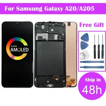 LCD displej Super AMOLED pro Samsung Galaxy A20 A205/DS A205F A205FD A205A s dotykovým digitalizátorem + rámeček 10 nejlepší prodej Panel Samsungu Galaxy A20 - №1